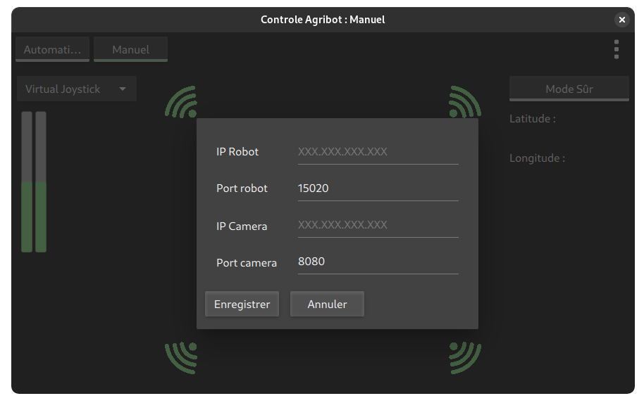 Agribot Screenshot 2 : Connection Popup to the robot
